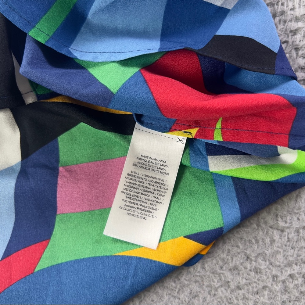 Lauren Ralph Lauren Blouse Womens XS Multicolor Geometric Button Relaxed LS - Picture 5 of 8